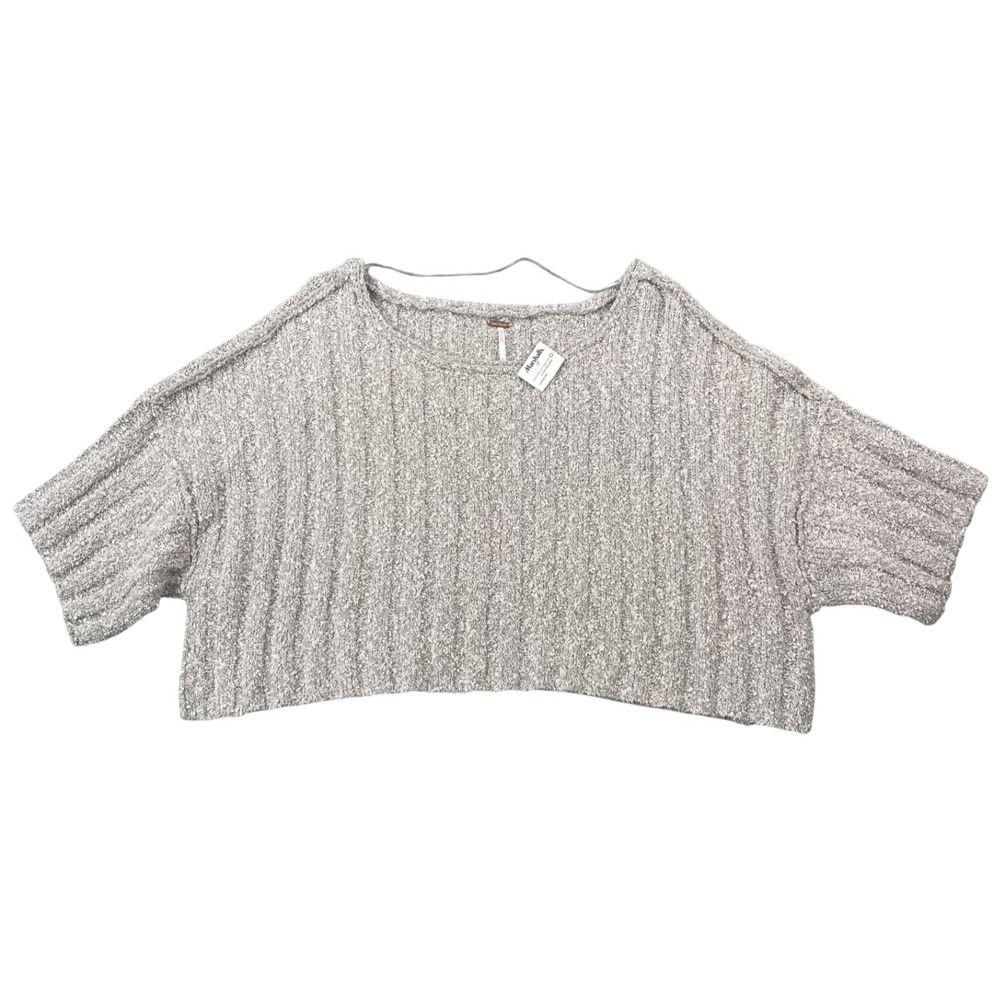Free People Womens Size XS Good Day Cropped Sweater Ribbed Pullover Gray - NWT